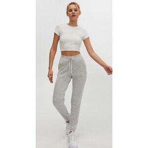 TNA Aritzia Heather Grey Waffle Knit Thermal Joggers Drawstring Pants size S